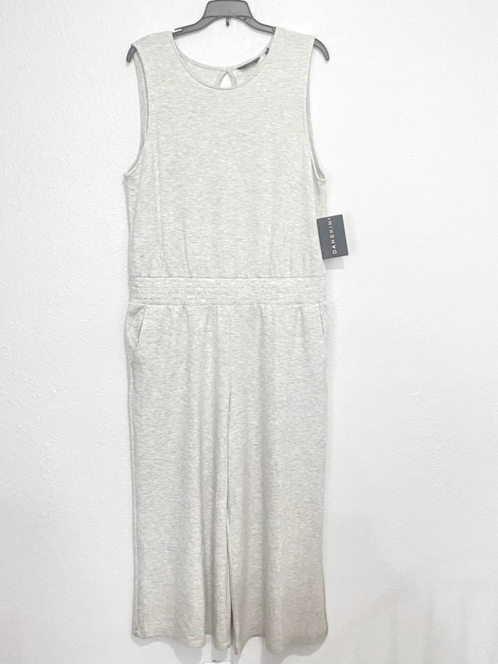 Danskin Women's Sleeveless Wide Leg Scuba Gaucho Jumpsuit Gray Size Large